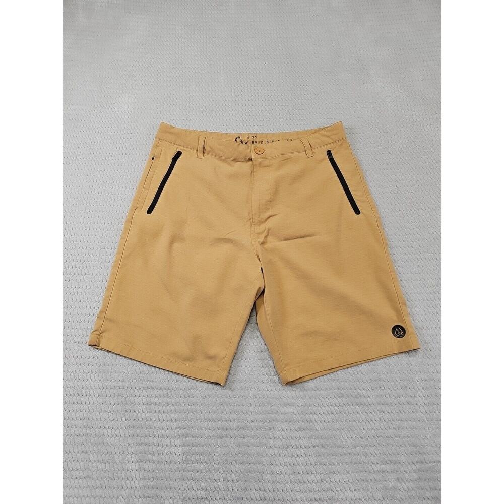 Free World Shorts Mens 32 Hybrid Stretch Yellow Outdoor Swim Zip Pockets